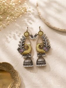 Dual tone earcuffs with jhumkas