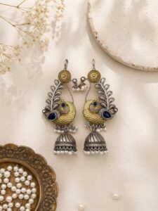 Dual tone earcuffs with jhumkas