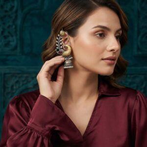 Dual tone earcuffs with jhumkas
